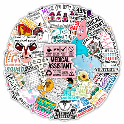 BulbaCraft 100 Pcs Funny Medical Assistant Stickers, Medical Assistant Gifts for Women & Men, Gifts for Women & Men