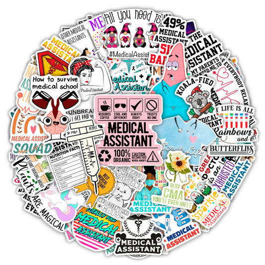 BulbaCraft 100 Pcs Funny Medical Assistant Stickers, Medical Assistant Gifts for Women & Men, Gifts for Women & Men