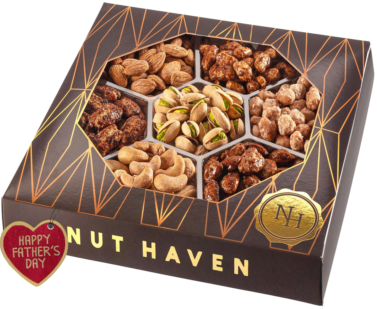 Fathers Day Nuts Gift Basket - Extra Large Assortment of Sweet & Roasted Salted Gourmet Nuts - Food Gift Box for Dad, Him, Husband, Christmas, Father's Day, Mother's Day, Family, Men & Women