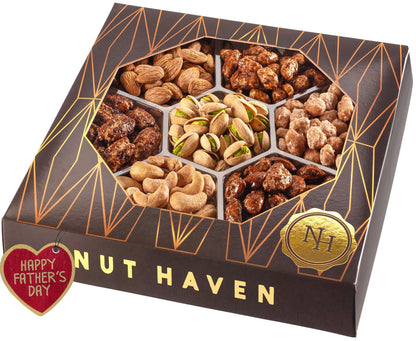 Fathers Day Nuts Gift Basket - Extra Large Assortment of Sweet & Roasted Salted Gourmet Nuts - Food Gift Box for Dad, Him, Husband, Christmas, Father's Day, Mother's Day, Family, Men & Women