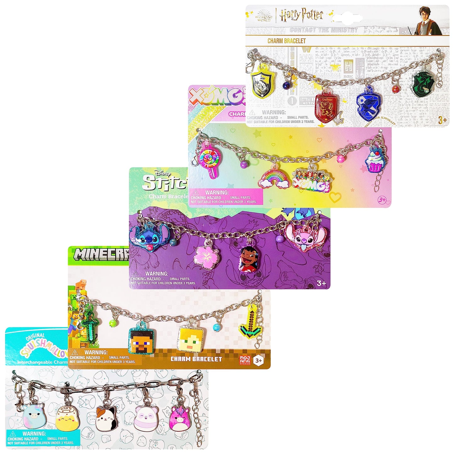 LUV HER Harry Potter 7" Bracelet with 4 Metal Charms, for Boys and Girls, Ages 3+