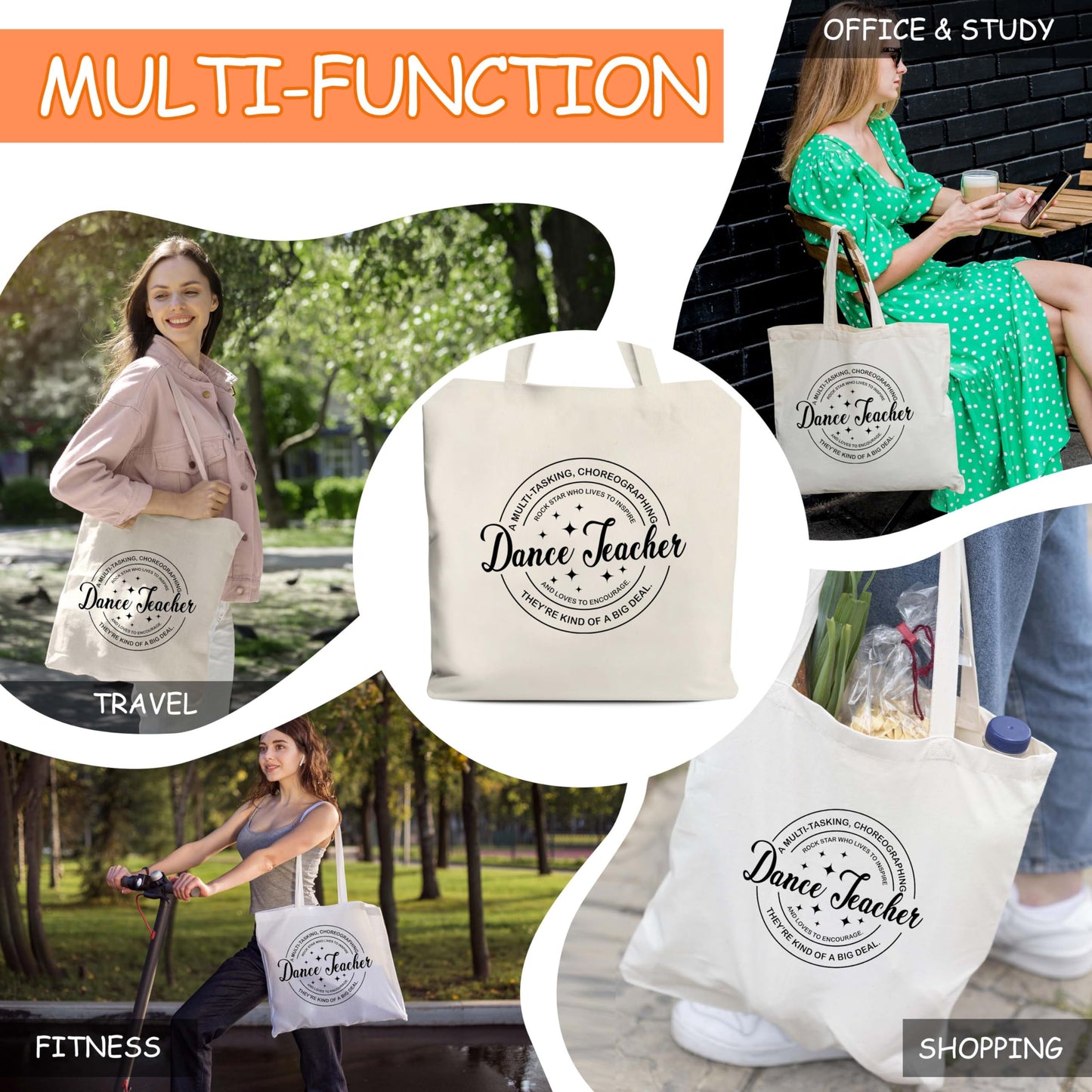 Teacher Canvas Tote Bag, Dance Teachers Definition Tote, Dance Teacher Appreciation Gift Bags, Teachers Stuff Bag, Retirement Gifts for Women, Shoulder Bags Gifts for Dance Teachers -19