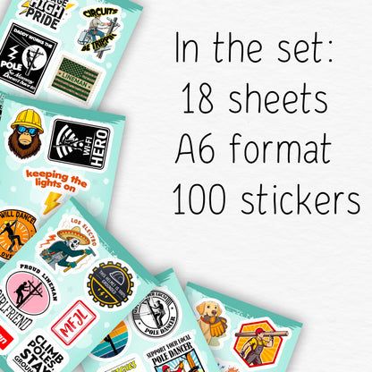 100Pcs Lineman Stickers for Hard Hats, Funny, for Water Bottle - Lineman Party Supplies & Party Decorations - Hard Hat Stickers - Gift for Women & Men