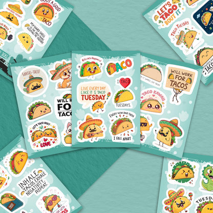 100Pcs Taco Stickers - Taco Party Supplies, Decorations - Food Stickers - Gift for Women & Men