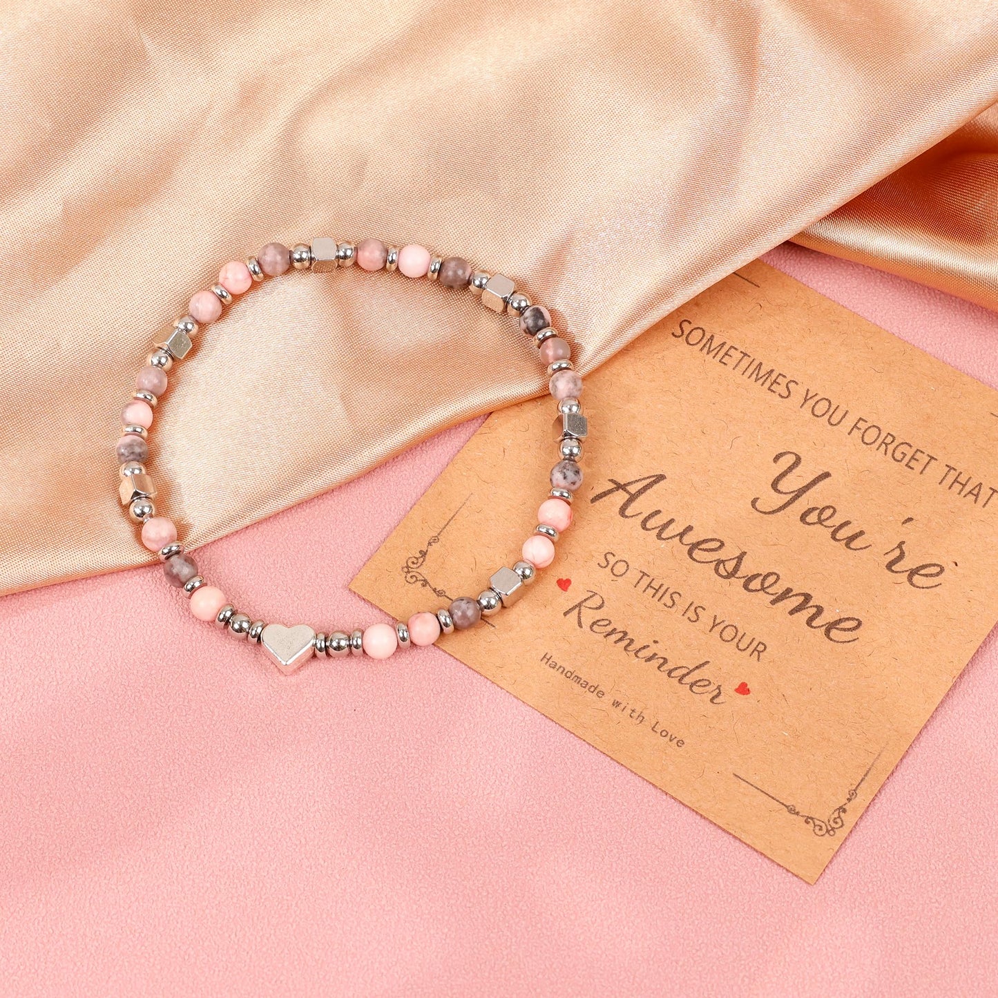 NICEIGHT Tiny Natural Stone Beaded Bracelets for Women Sometimes You Forget You're Awesome Inspirational Gifts Bracelets Mothers Day Graduation Christmas Birthday Gifts for Mom Friend Sister