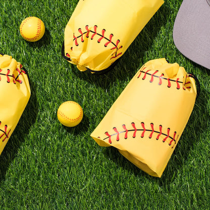 Silkfly 50 Pack Softball Snack Drawstring Bags Small Snack Plastic Goodie Gift Bags Party Favor for Sport Party Supplies, 6 x 8 Inch