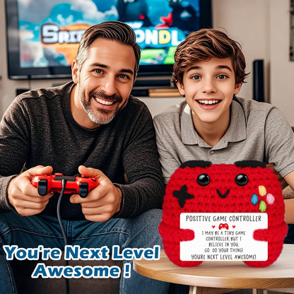 Busy Gaming Life Positive Crochet Controller Graduation Gifts for Son Daughter Mothers Day Birthday, Gamer Gift for Teen Boy Girl, Boy Room Decor, Handmade Gamer Game Controller for Teenage Boy Girl