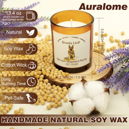 German Shepherd Gifts for Women - Dog Mom Candles Lavender Natural Dog Farts Candles Pet Friendly Safe Scented Candle Themed Gifts for Women Soy Wax Present Idea for Pet Lovers Decor
