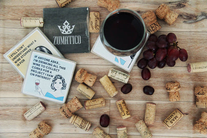 Wine Coasters with Holder - Funny Gifts for Women - Hostess Gifts - Housewarming Gifts for Wine Lovers - Wine Accessories (Funny Wine)