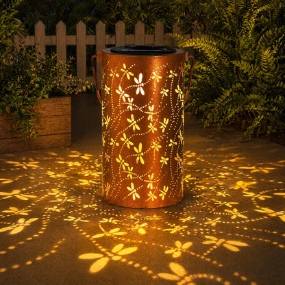 DIBIEECN Birthday Gifts for Women Mom Grandma Wife, Solar Lanterns Outdoor Waterproof, Metal Hanging Lights Garden Decor, LED Decorative Lantern for Patio Porch Backyard,Dragonfly, 1 Pack