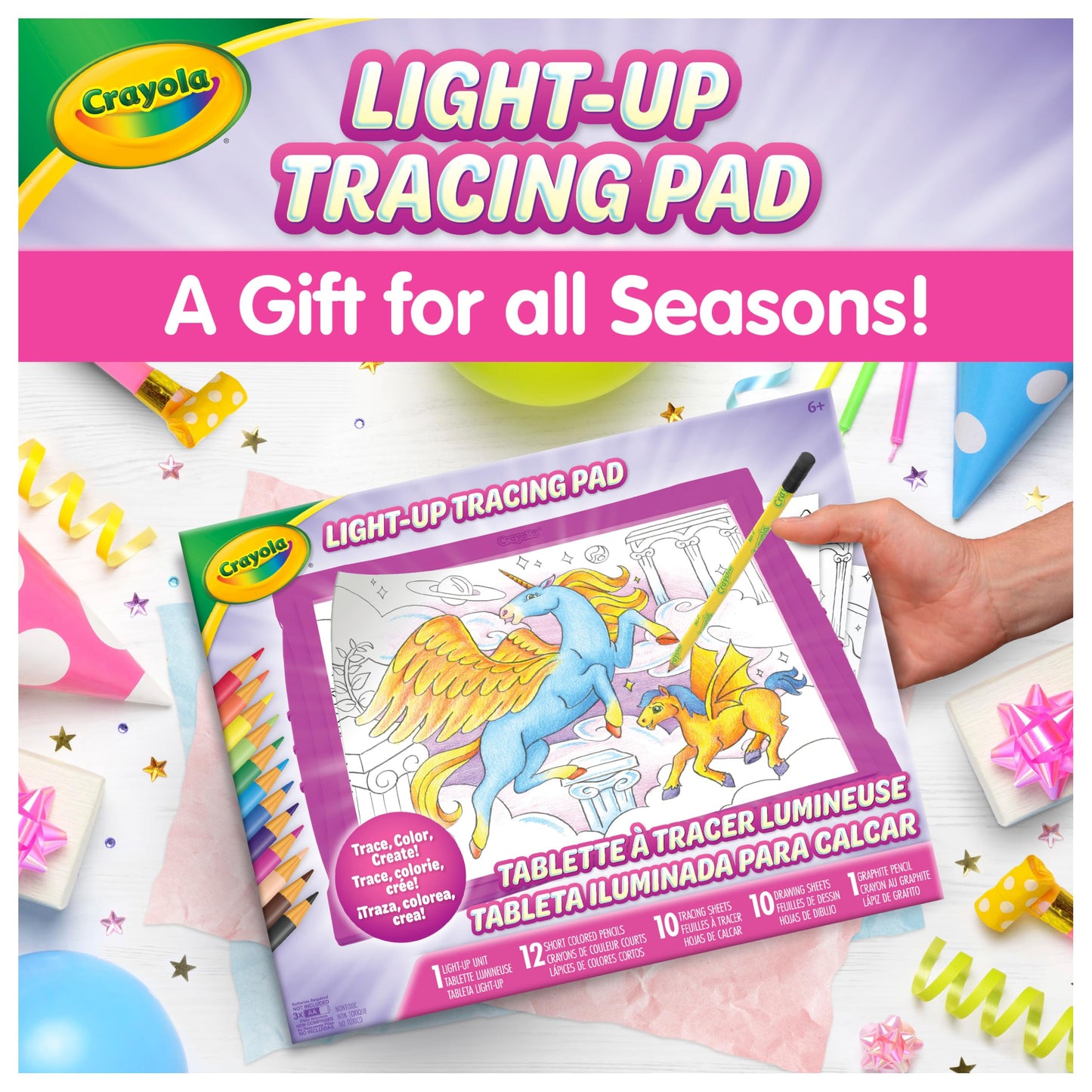 Crayola Light Up Tracing Pad Pink, Best Birthday Gifts for Girls & Boys, 6, 7, 8 Year Olds, Kids Toys, Light Box Art Kit for Kids