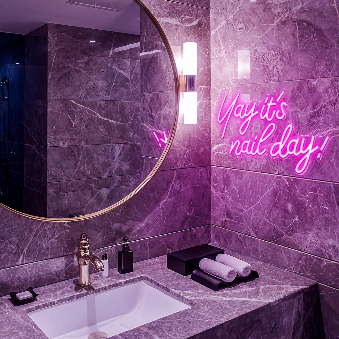 Kavaas Yay It's Nail Day Neon Sign - Neon Sign for Salon Bar, Beauty Room, Bedroom - Great Gift for Nail Tech Girls, Christmas, Birthday