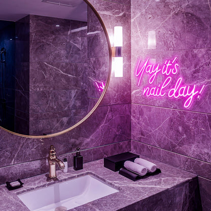 Kavaas Yay It's Nail Day Neon Sign - Neon Sign for Salon Bar, Beauty Room, Bedroom - Great Gift for Nail Tech Girls, Christmas, Birthday