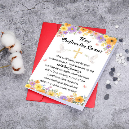 Confirmation Sponsor Card, Confirmation Sponsor Gifts for Women Men, Catholic Confirmation Cards for Godmother Godfather Appreciation Gift Christian Religious Sponsor Thank You Card for Godparent