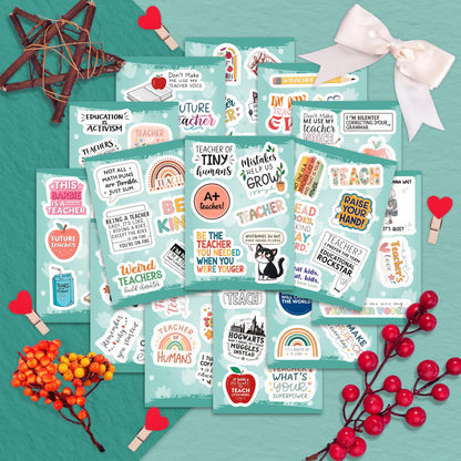 100Pcs Funny Teacher Stickers for Laptop, Water Bottles and Planner - Funny Teacher Gifts Appreciation - Gift for Women & Men