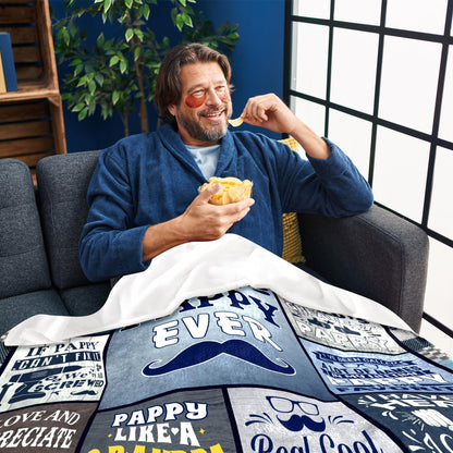 Pappy Blanket 60"X50", Pappy Gifts Grandkids, Best Birthday Father's Day for Pappy, Soft Warm Cozy Plush Throw Blankets