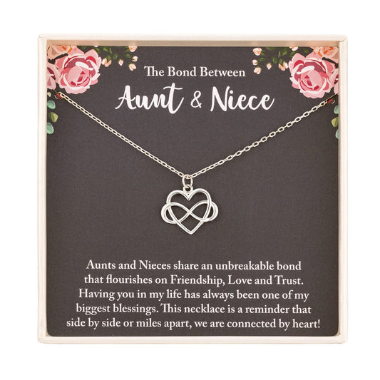 RareLove Aunt Gifts - Niece Gifts from Auntie 925 Sterling Silver Tiny Infinity Heart Necklaces for Women,Aunt Niece Necklace