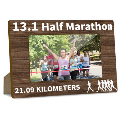 Runner Picture Frame, Half Marathon Gifts for Women Men Running Photo Frame Keepsake, Birthday Christmas Gifts for Runners Home Office Desktop Decoration -009
