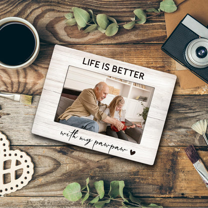 Pawpaw 4x6 Picture Frame, Grandkids Photo Frame, PawpawGifts for Grandpa, Gifts for Pawpaws Fathers Day from Grandchildren, Life Is Better with My Pawpaw Picture Photo Frames for Desk Decor