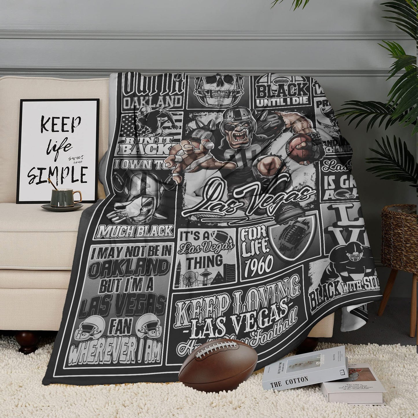 Football Throw Blanket Football Team Color 60"x50" Fan Gifts for Men Women Sport Blanket Sofa Bed Couch Living Room.