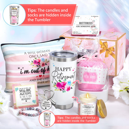 Retirement Gifts for Women 2026-Happy Retirement Gifts for Retirees，Teachers，Coworker，Nurses，Mom，Grandma，Unique Retired 20OZ Tumbler Gift Ideas for Coworkers Office & Family