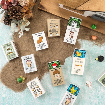 Soulchen 20 Set End of School Year Gift Mini Emotional Box Breathing Animals Inspirational Positive Support Gift for Employee Small Resin Animal Figurines with Pun Box for Teacher Nurse Office (Funny)