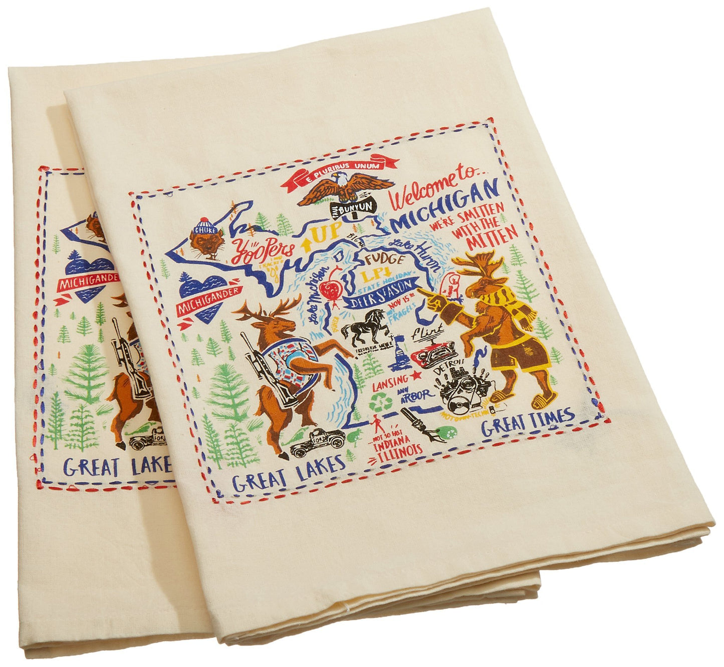 Primitives by Kathy Embroidered LOL Made You Smile Dish Towel, Cotton, Kitchen, Michigan