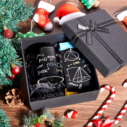 Layhit 4 Pcs Math Teacher Appreciation Gift Graduation Gifts 12 oz Coffee Mug Math Socks Lanyards Keychain with Gifts Box for Men Women Teens Teacher Birthday Teachers Day Christmas