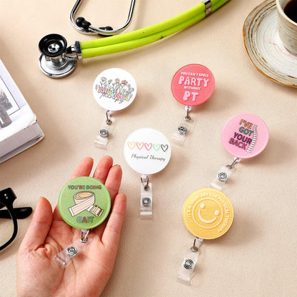 Hoteam 6 Pcs Physical Therapist Badge Reel Retractable with Alligator Clip Badge Holders for Healthcare Badge Reel Clip for Doctor Nurse Physical Therapist Assistant PT Appreciation Gifts