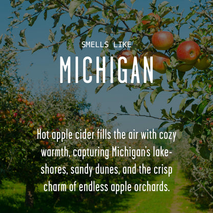 Michigan Gifts, Michigan Decor for Home - 'There's No Place Like Michigan Candle, w/Hot Apple Cider I Michigan Souvenirs I Michigan State Gifts I 9oz Jar, 50Hr Burn, USA Made
