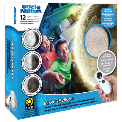 Uncle Milton Moon in My Room - 12 Light-Up Lunar Phases, Remote Control or Automatic, STEM Toy, Great Gift for Boys & Girls Ages 6+