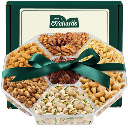 Fathers Day Nuts gift Basket - With a Variety of Freshly Roasted Nuts - Beautifully Packaged Gift Baskets for Woman, Easter Gift Basket for Him.