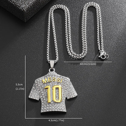Soccer Jersey 10 Necklace, Number 10 Soccer Jersey Pendant Necklace, Titanium Steel Necklace Pendant, Football Gifts for Miami Fans