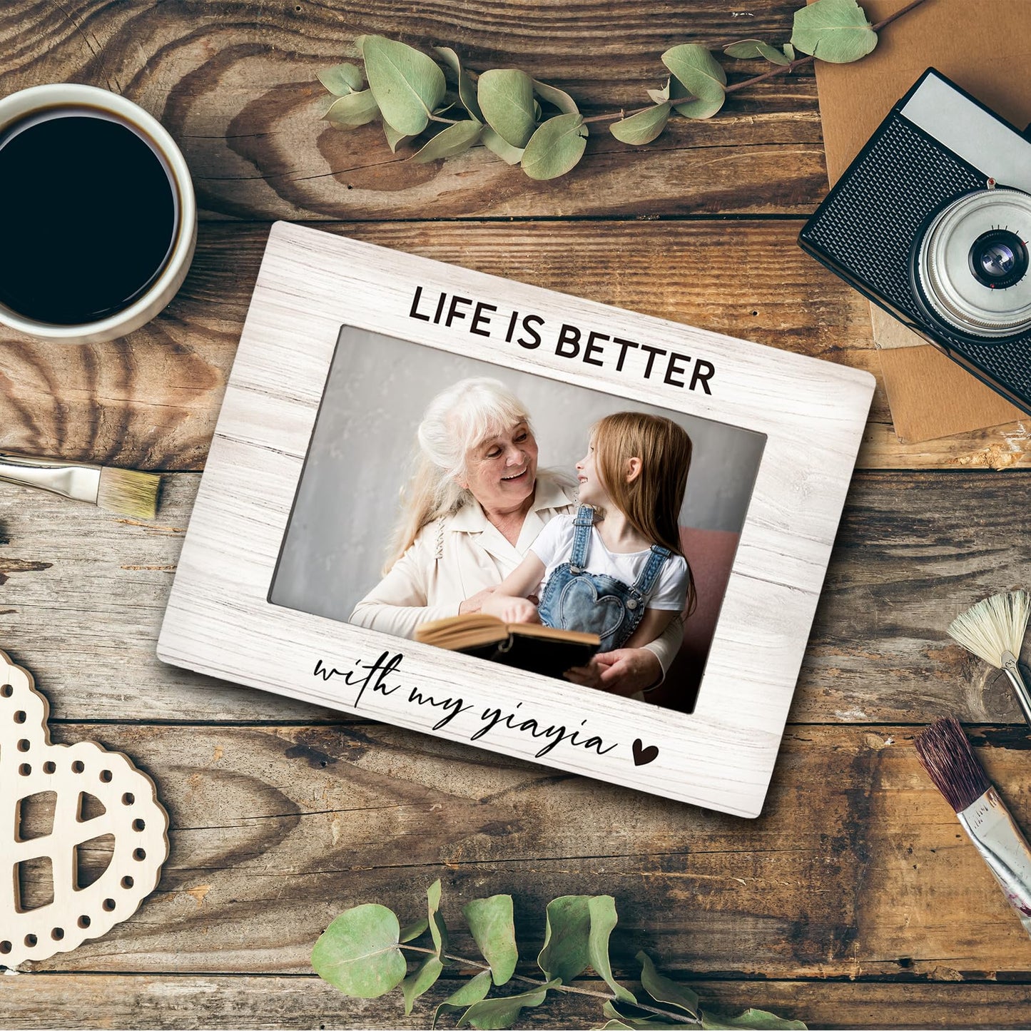 Yiayia 4x6 Picture Frame, Grandkids Photo Frame, YiayiaGifts for Grandma, Gifts for Yiayias Mothers Day from Grandchildren, Life Is Better with My Yiayia Picture Photo Frames for Desk Decor