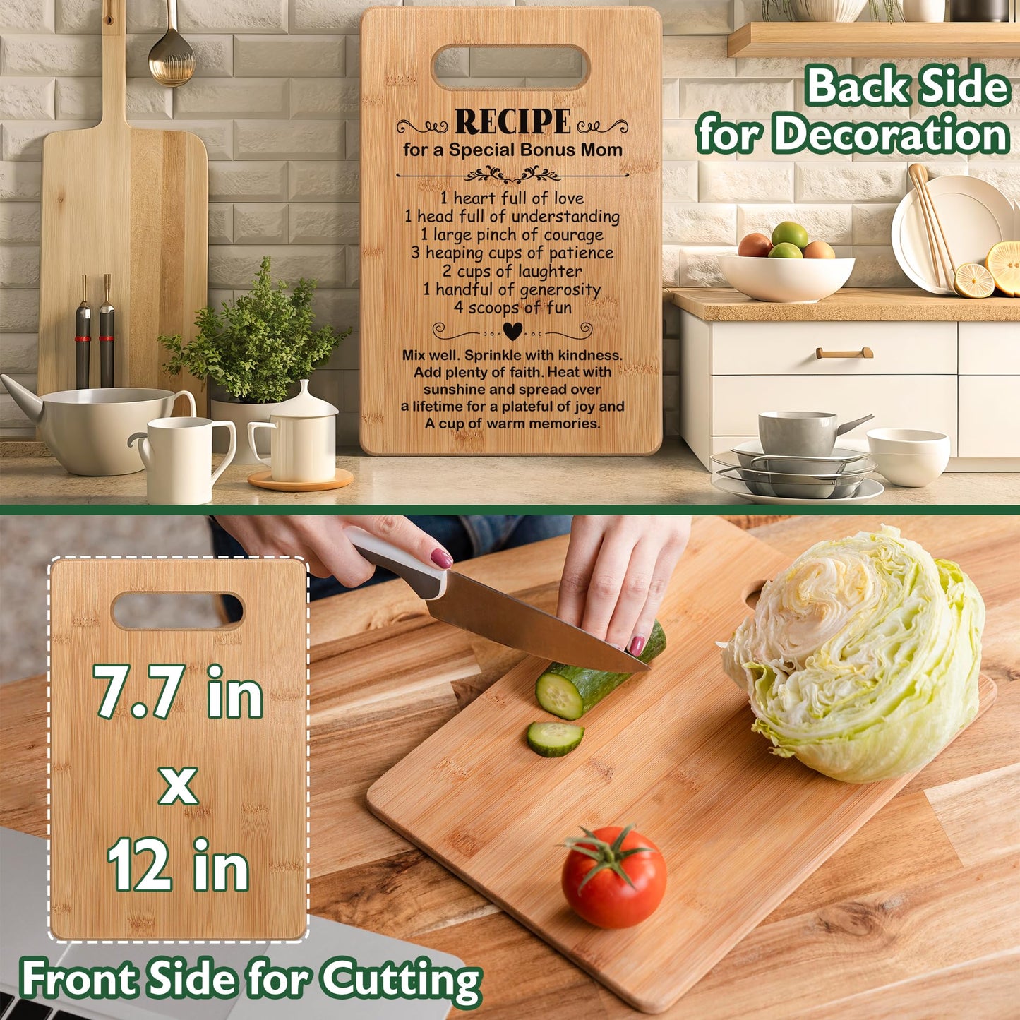 Popular Gifts for Bonus Mom Mothers Day, Cutting Board Gift for Bonus Mom, Bonus Mom Birthday Gifts from Daughter Son