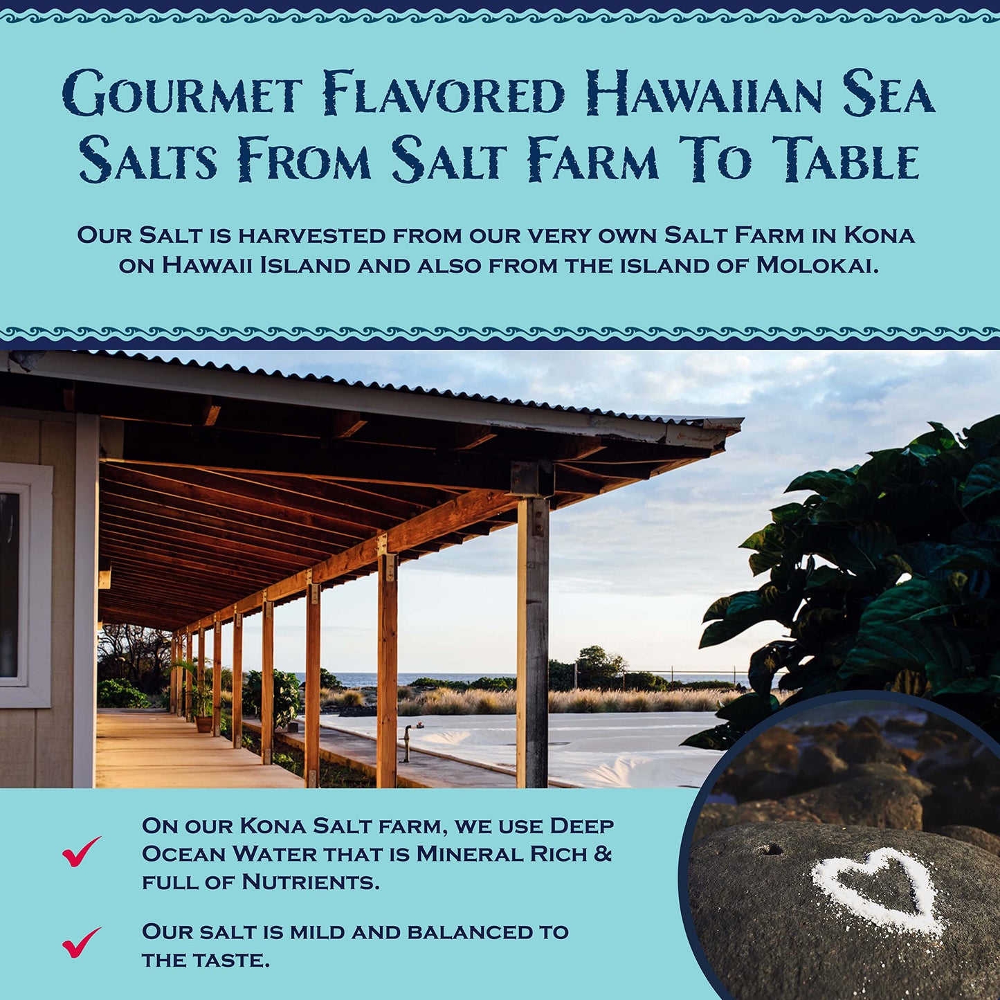 Three Tin Gift Box of Hawaiian Sea Salts, Alaea Red, Kona White and Uahi Black Salts