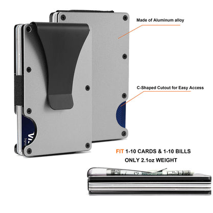 To My Son Gift | Men Personalized Engraved Minimalist Metal Wallet from Mom Mother | Custom Love Message Slim Aluminum Card Holder with Money Clip | Graduation Birthday Wedding Christmas Deployment