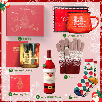 Christmas Gift for Women, Womens Christmas Gift 2026 Winter Mug for Coworker Best Friend Teacher, Merry Xmas Gifts Basket Set Unique Holiday Gift Ideas Burr Basket