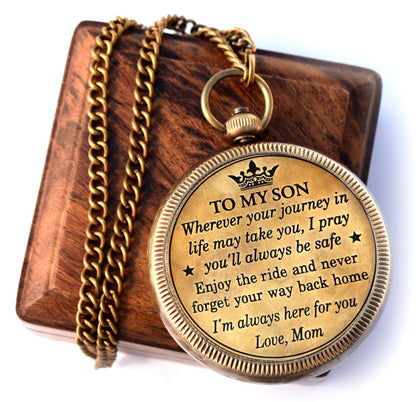 to My Son Compass with Wooden Box-Mom to Son Compass–Father to Son Gifts- to My Grandson -Graduation Day Gifts for Son-Birthday, Baptism, Graduation, Confirmation, Communion Compass for Women Men