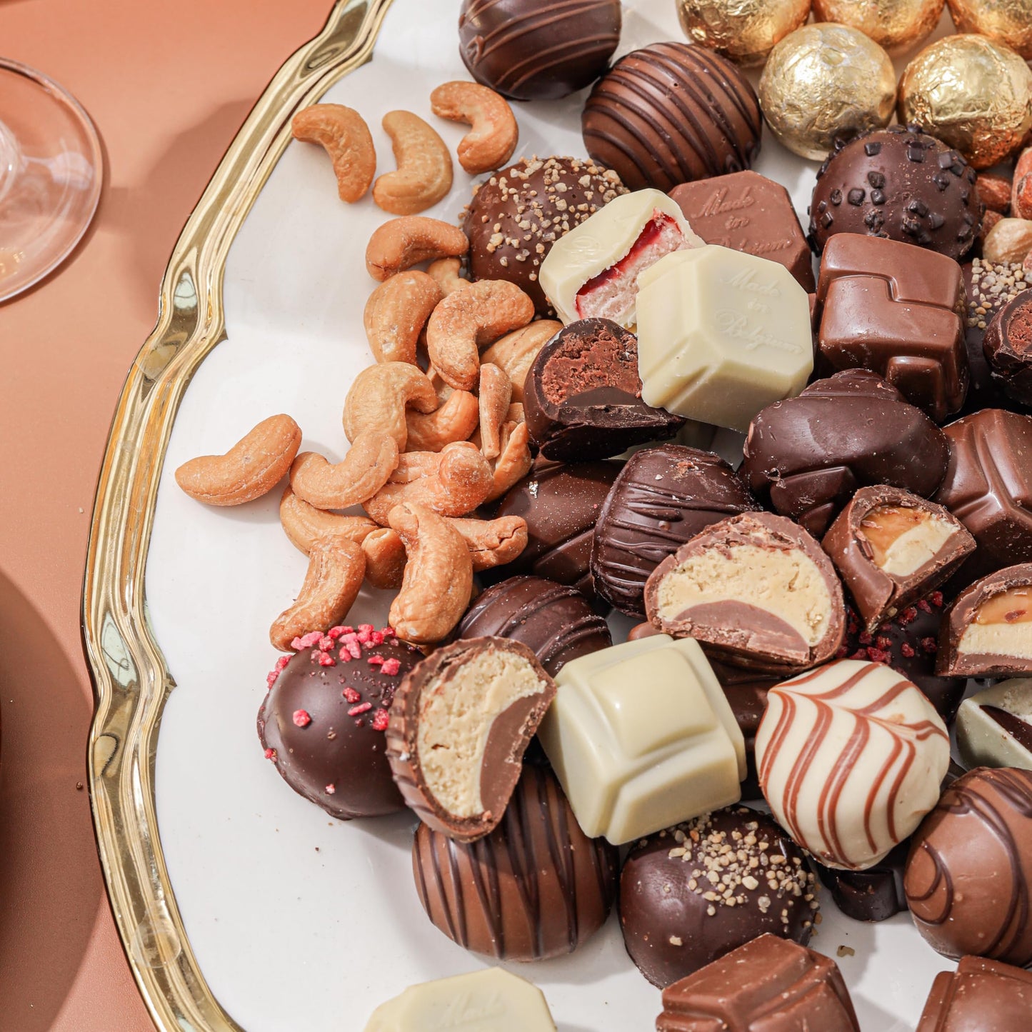 Gourmet Chocolate & Nut Gift Basket – Assorted Individually Wrapped Chocolates, Truffles, Cashews, Peanuts & Salty Nut Mix – Keepsake Gift Tin for Easter, Birthdays, Corporate, Family & Holiday Gifting- Bonnie and Pop