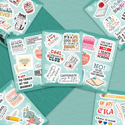 100Pcs Funny Teacher Stickers for Laptop, Water Bottles and Planner - Funny Teacher Gifts Appreciation - Gift for Women & Men
