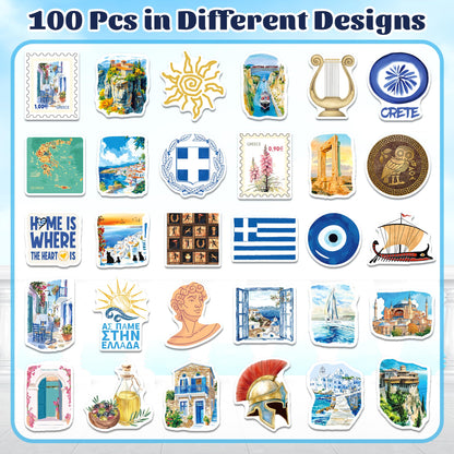 YTSQLER 200 PCS Greece Stickers, Greece Travel Souvenirs Stickers for Laptop Water Bottle Luggage, Ancient Athens Greek Decor Decals for Adults Teens Women Men