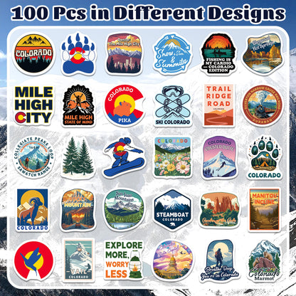 YTSQLER 200 PCS Colorado Stickers, Colorado Souvenirs Stickers for Laptop Water Bottle Suitcase Scrapbook, Vinyl Travel Souvenirs Decals for Adults Women Men