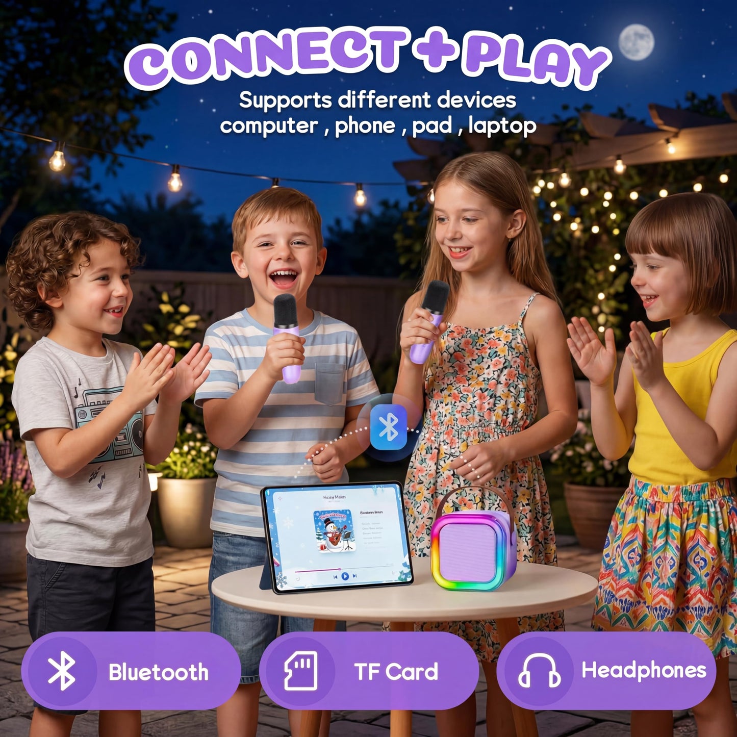 IROO Mini Karaoke Machine for Kids, 2026 TOP Toys Birthday Gifts Ideas for Girls Ages 4, 5, 6, 7, 8, 9, 10, 12+ Years Old, Portable MP3 Player with 2 Wireless Mics for Family Home Party