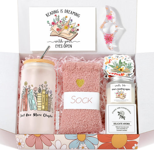 Book Lovers Gifts, Bookish Book Lover Readers Gifts for Women Basket Set of 6
