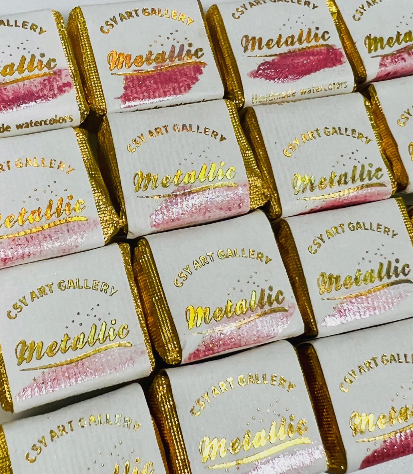 Sparkly Handmade Watercolor Paint Palette Metallic Watercolors Painting Set Gift for Artists in Calligraphy, Hand Lettering, Junk Journaling (Peach Soda)