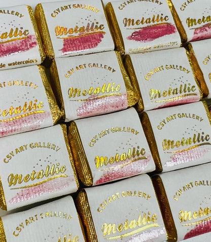 Sparkly Handmade Watercolor Paint Palette Metallic Watercolors Painting Set Gift for Artists in Calligraphy, Hand Lettering, Junk Journaling (Peach Soda)