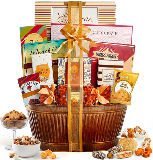 Broadway Basketeers Gift Basket with Gourmet Snack & Treats Assortment for Memorial Day, Mom, Women, Birthday, Thank You, Sympathy, Corporate Gifts