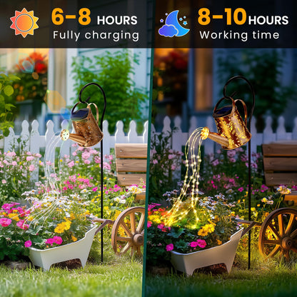 Solar Watering Can Lights, Waterproof Garden Solar Outdoor Decorative Lights, Metal Hanging Lights for Patio Yard Backyard, Gardening Birthday Gifts for Mom Grandma Women