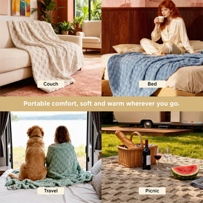 Bedsure GentleSoft Sage Green Throw Blanket for Couch - Checkered Cute Fleece Blankets, Soft Cozy Spring Summer Throw for Bedroom Home Decor Gifts for Girls, Green, 50x60 Inches